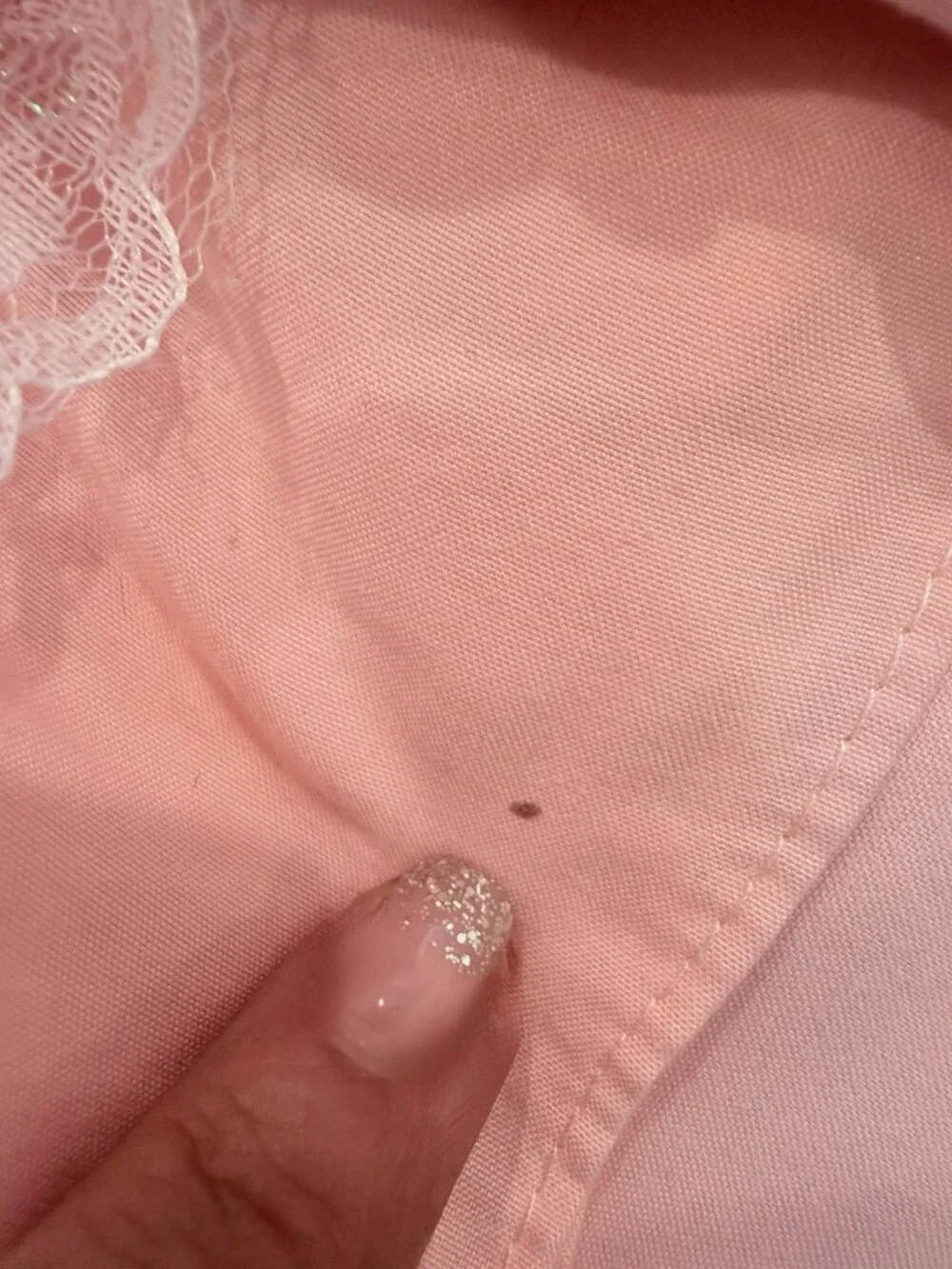 Pink Duvet Cover w/ White Lace Twin Size 68x88”